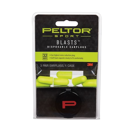 3M Peltor Disposable Soft foam Ear Plugs, Tapered Shape, 32 dB, Neon Yellow/Yellow, 10 PK 97080-10C